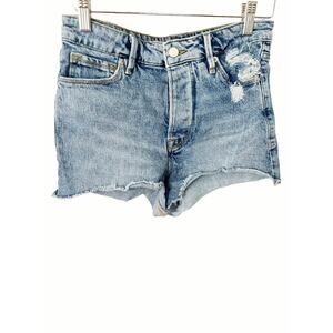 Good American High Rise Distressed Denim Blue Jean Cut Off Shorts Size 2/26